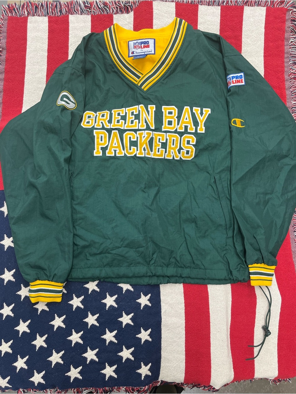 Vintage Pro Line Champion NFL Green Bay Packers Pullover Jacket Mens Size Large